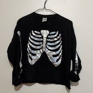 Black Long Sleeve with Silver Skeleton Design